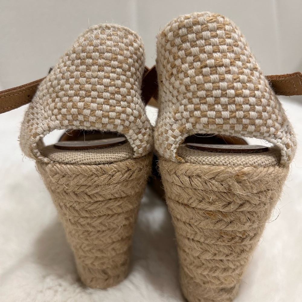Stylish Navy and Tan Wedge Espadrilles - Picture 5 of 6